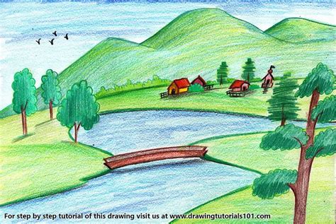 landscaping drawing easy|10 easy steps to draw Landscape Drawing .